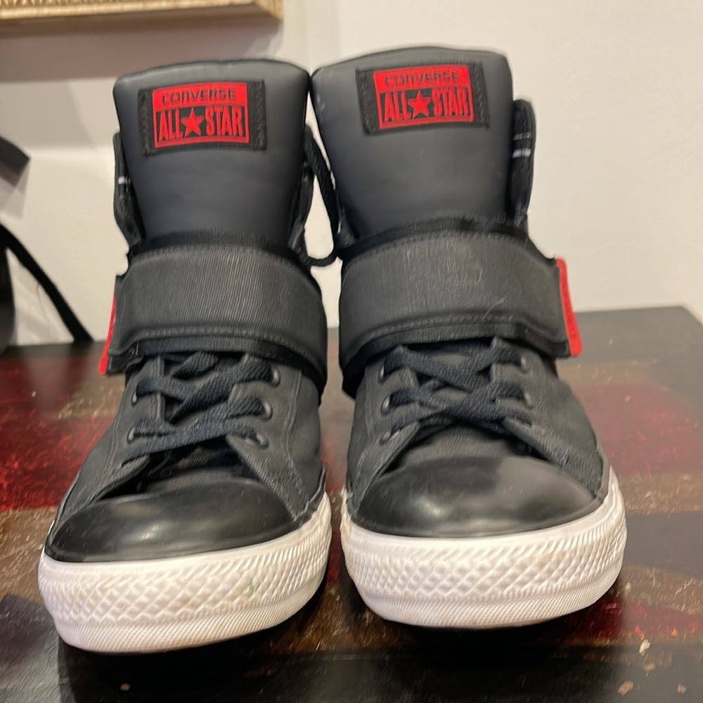 Converse Black High-Top Sneakers with Red Accents - Picture 7 of 14